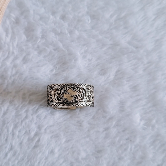 Authentic Gucci Garden Sliver Oxidised Buckle Ring With interlocking G LOGO - Picture 6 of 16